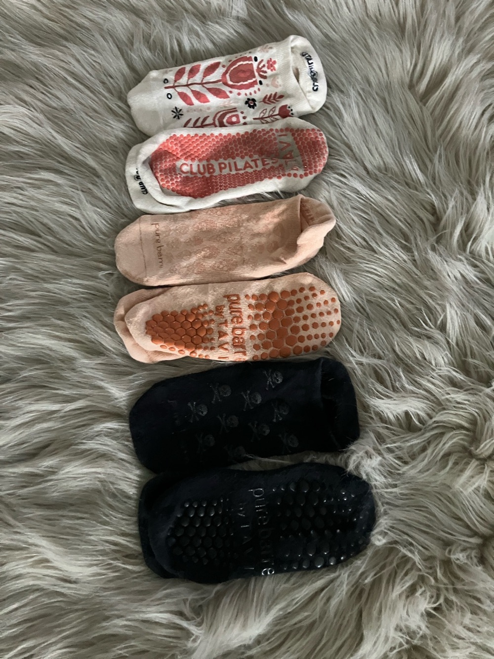 PURE BARRE AND CLUB PILATES Women 3 Pack grip Athletic Socks